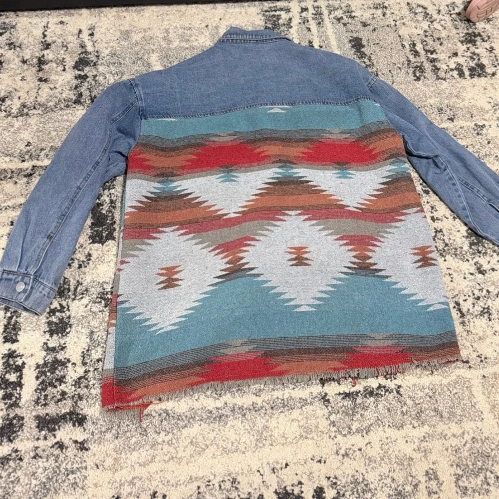 Denim Aztec Pattern Jacket - Picture 2 of 3